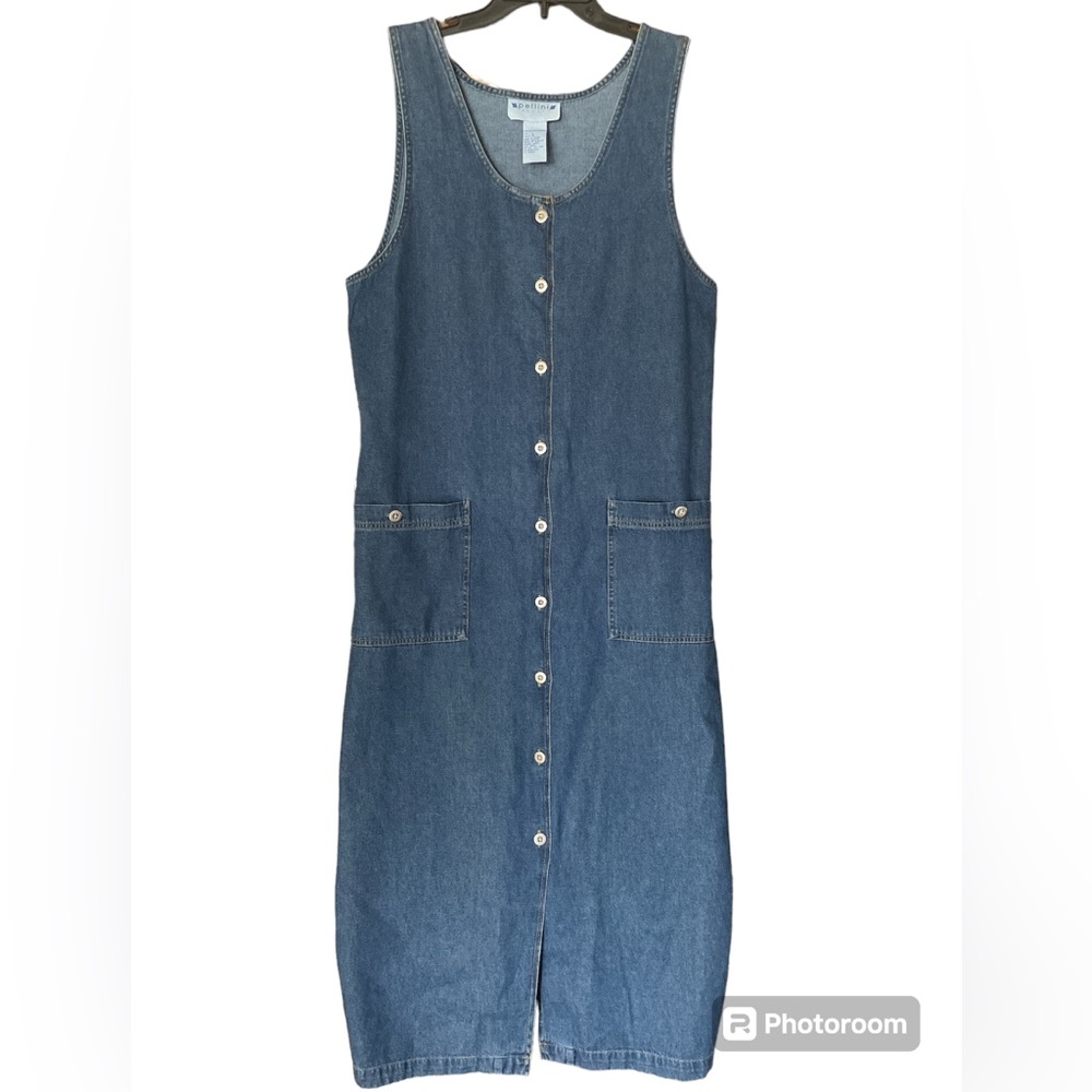 Vintage Pellini Blues Denim Romper Maxi Dress size Large